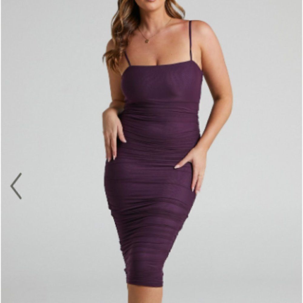 Eggplant Midi Ruched Dress